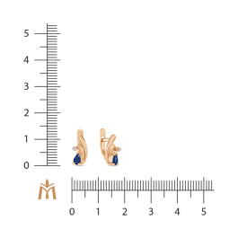 Серьги с сапфирами и фианитом