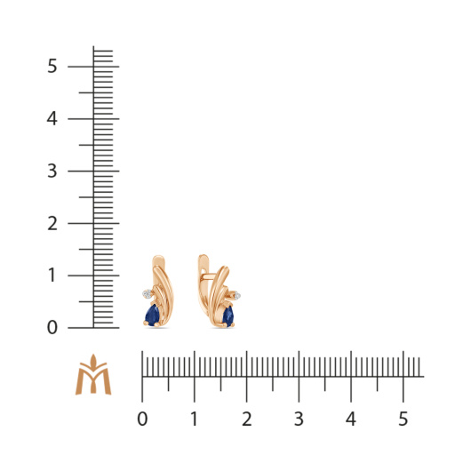 Серьги с сапфирами и фианитом