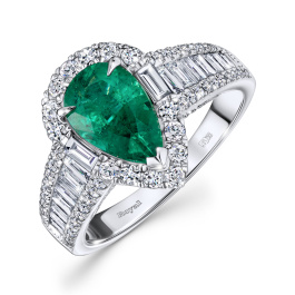 Кольцо с бриллиантами и изумрудом