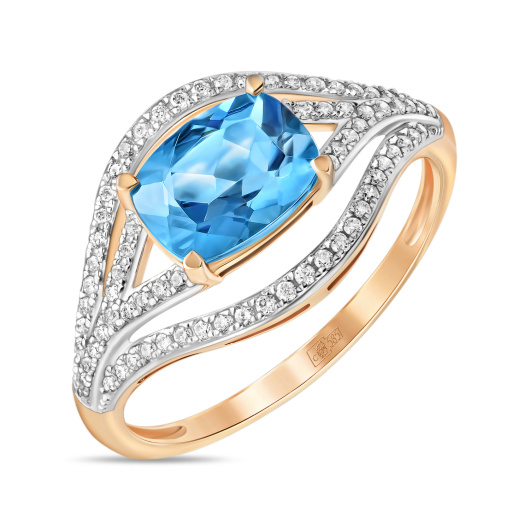 Кольцо с топазом и бриллиантами