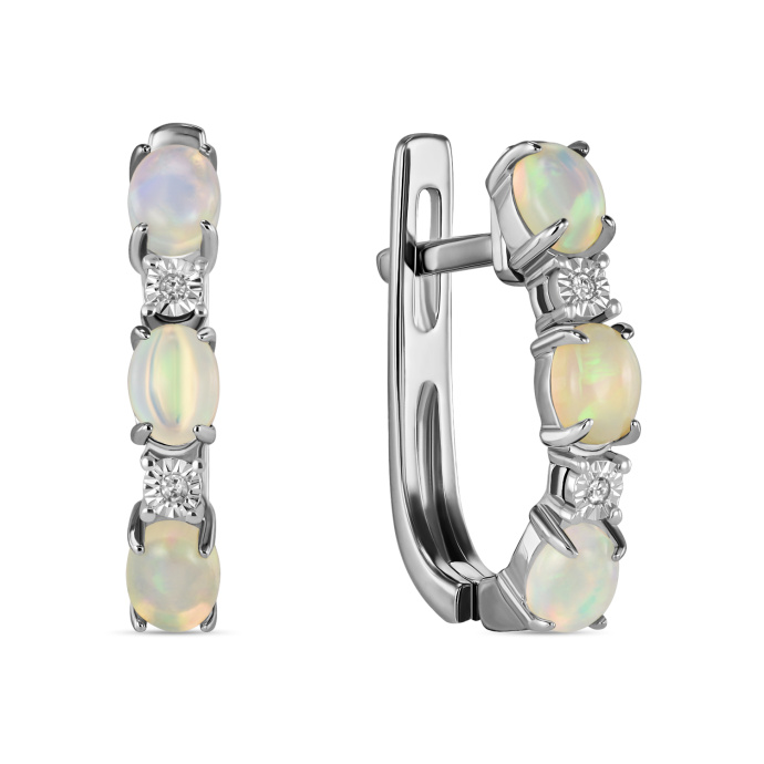 Серьги с бриллиантами и опалами - фото 1