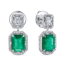 Серьги с бриллиантами и изумрудами
