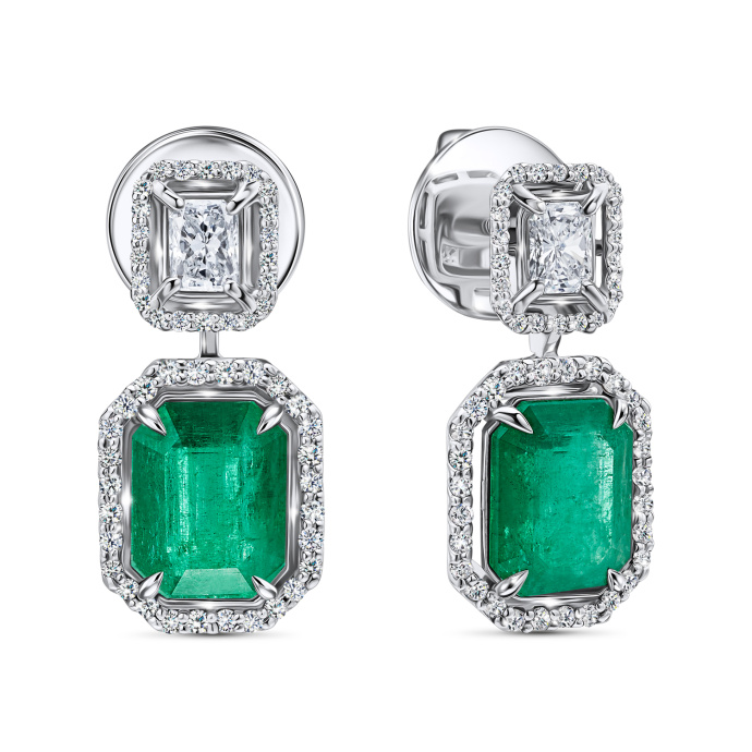 Серьги с бриллиантами и изумрудами - фото 1 Серьги с бриллиантами и изумрудами - фото 1