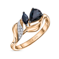 Кольцо с бриллиантами и сапфирами - фото 1