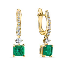Серьги с бриллиантами и изумрудами