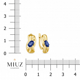 Серьги с выращенным сапфиром
