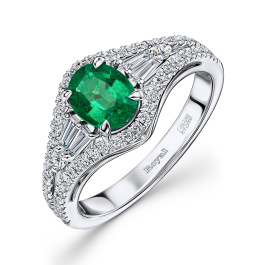 Кольцо с бриллиантами и изумрудом