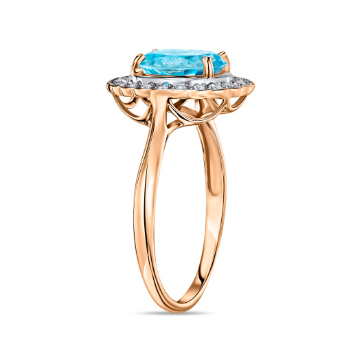 Кольцо с топазом и фианитами