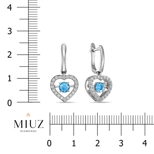 Серьги с топазами и фианитами