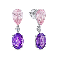 Серьги с аметистами, бриллиантами и морганитами - фото 1