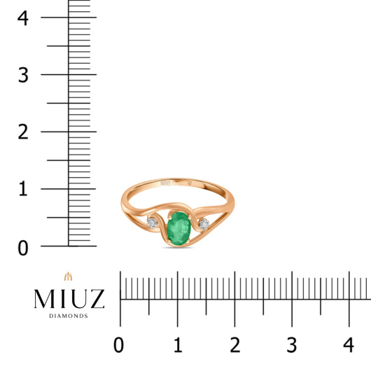 Кольцо с бриллиантами и изумрудом