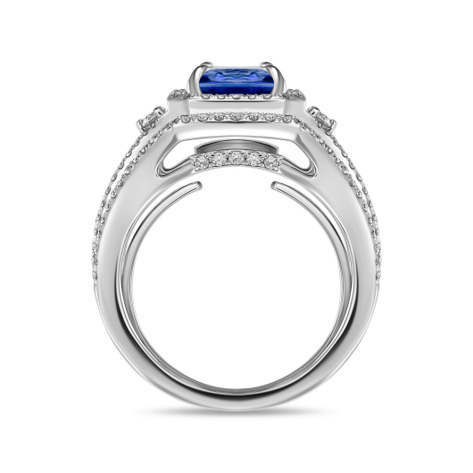 Кольцо с бриллиантами и танзанитом