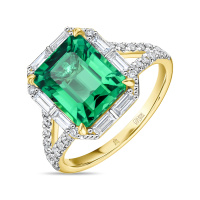 Кольцо с изумрудом и бриллиантом - фото 1 Кольцо с изумрудом и бриллиантом - фото 1