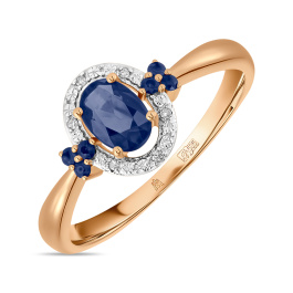 Кольцо с бриллиантами и сапфирами
