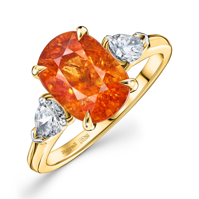 Кольцо с бриллиантами и спессартином - фото 1