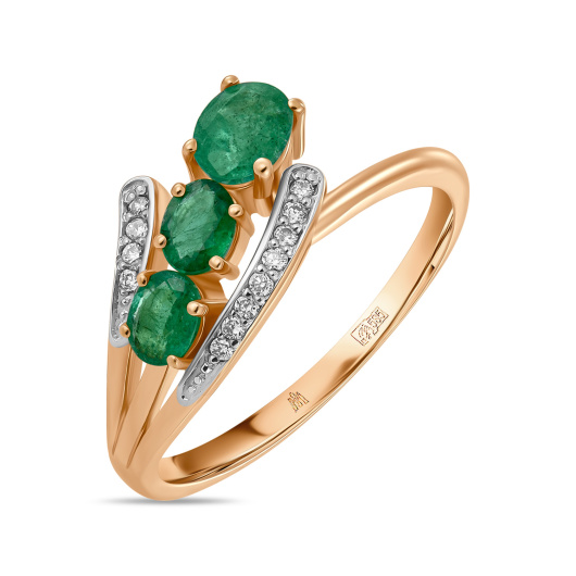 Кольцо с бриллиантами и изумрудами