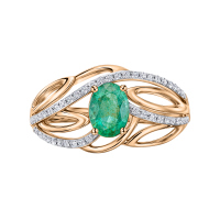 Кольцо с бриллиантами и изумрудом - фото 3