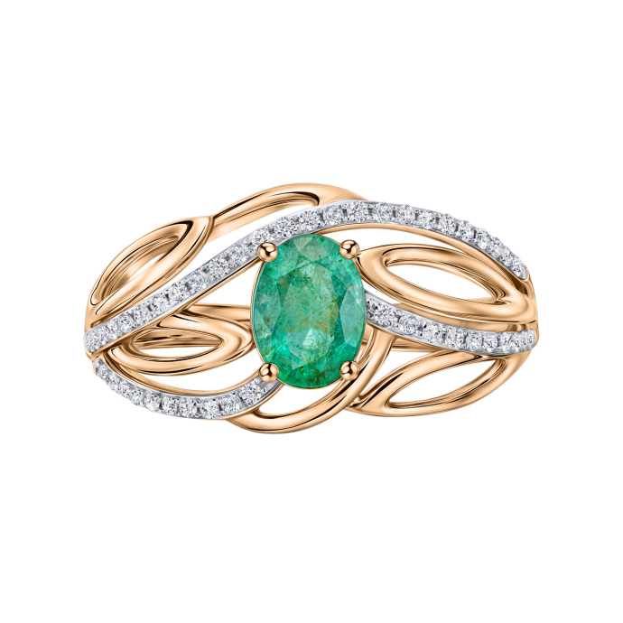 Кольцо с бриллиантами и изумрудом - фото 3