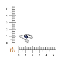 Кольцо с бриллиантами и сапфиром