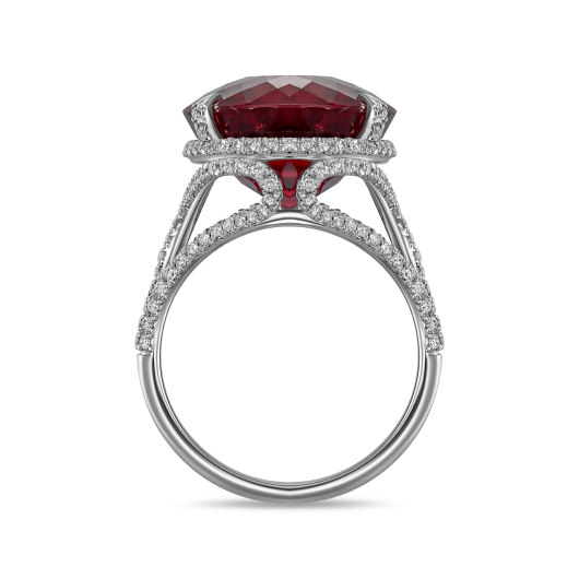 Кольцо с бриллиантами и рубеллитом