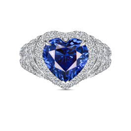 Кольцо с бриллиантами и сапфиром