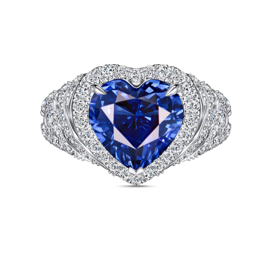 Кольцо с бриллиантами и сапфиром