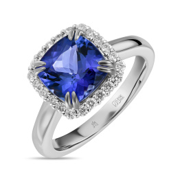 Кольцо с бриллиантами и танзанитом