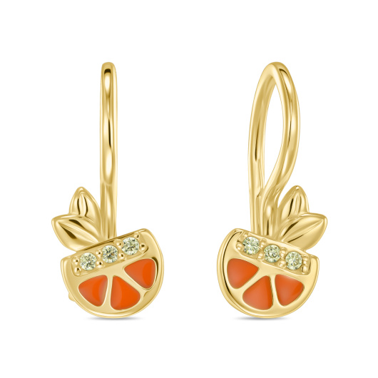 Серьги с эмалью и фианитами