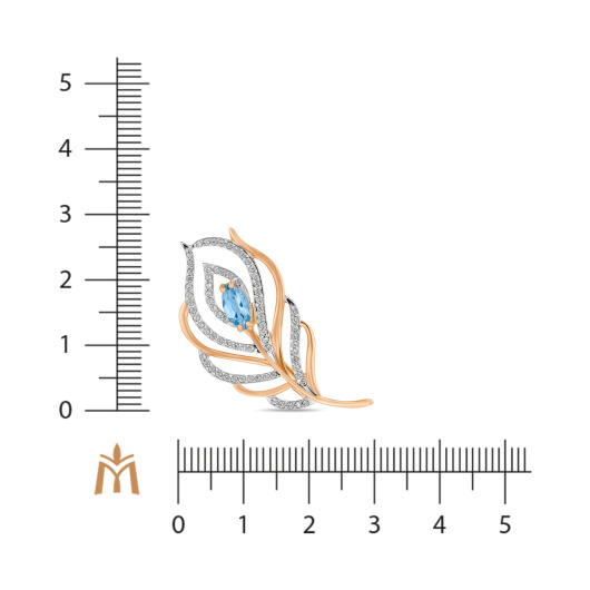 Брошь с топазом и фианитами