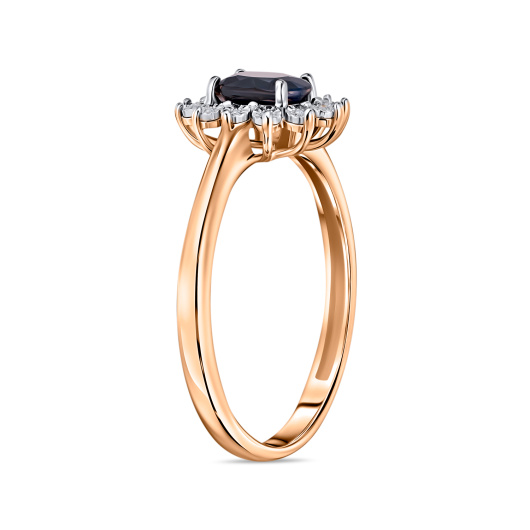 Кольцо с бриллиантами и цветными сапфирами