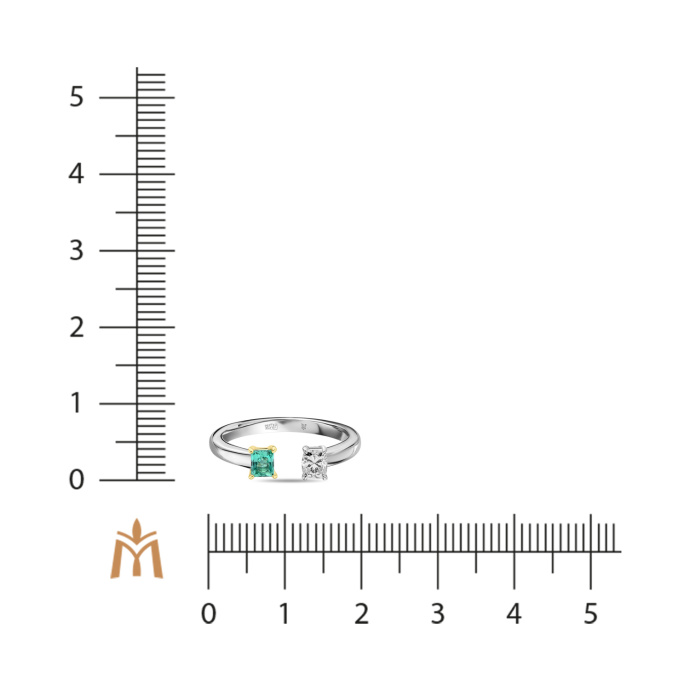 Кольцо с изумрудом и бриллиантом - фото 2