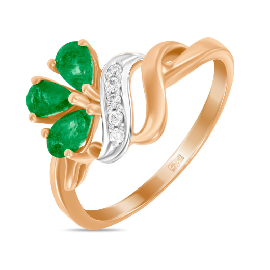 Кольцо с бриллиантами и изумрудами