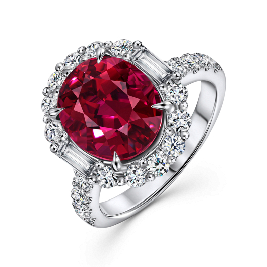 Кольцо с бриллиантами и турмалином