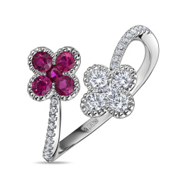 Кольцо с бриллиантами и рубинами