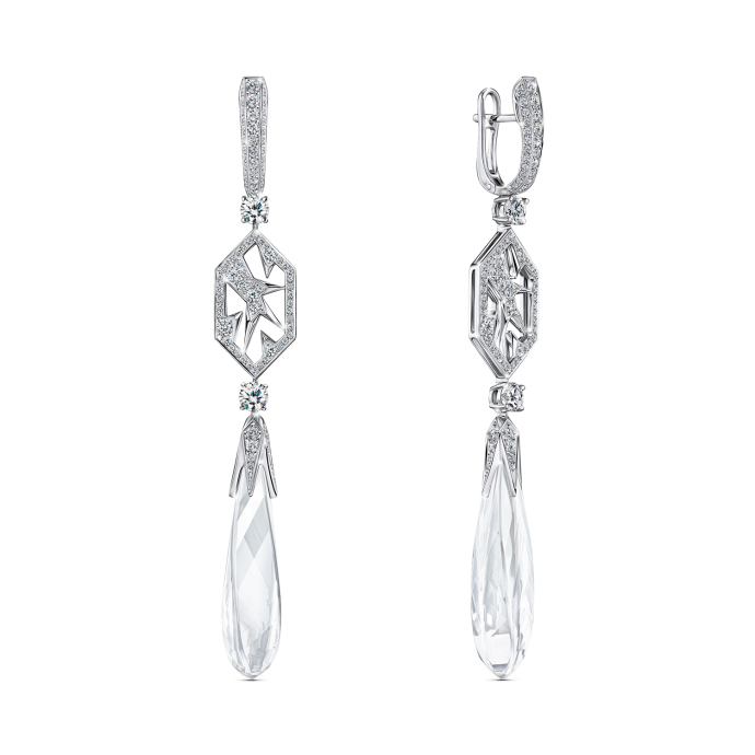 Серьги с бриллиантами и горный хрусталь - фото 1