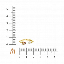 Кольцо с цветными бриллиантами и бриллиантом