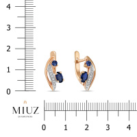 Серьги с выращенным сапфиром и фианитом - фото 2