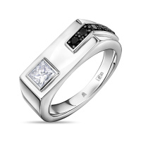 Мужское Кольцо с бриллиантом и облагороженными бриллиантами - фото 1