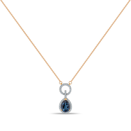 Колье с лондон топазом и бриллиантами