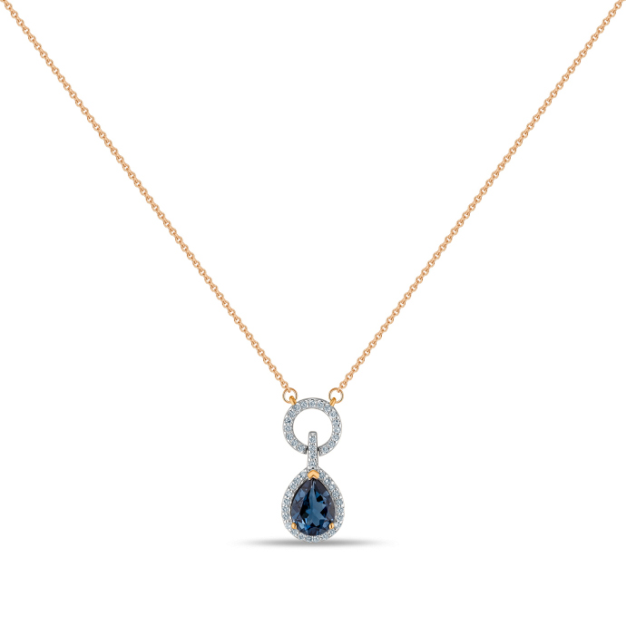 Колье с лондон топазом и бриллиантами - фото 1