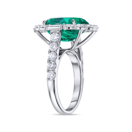 Кольцо с бриллиантами и гидротермальным изумрудом