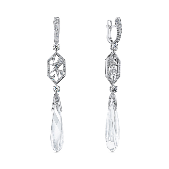 Серьги с бриллиантами и горный хрустальами - фото 1