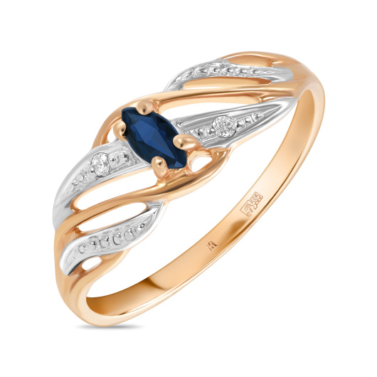 Кольцо с сапфиром и фианитом