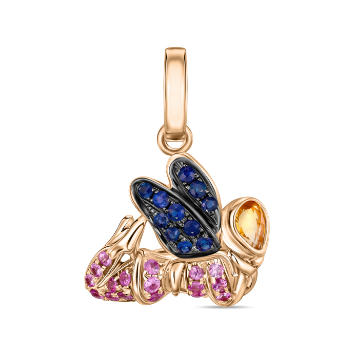 Подвеска с цитрином, сапфирами и цветными сапфирами - фото 1