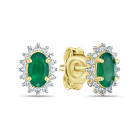 Серьги с фианитами и агатами - фото 1