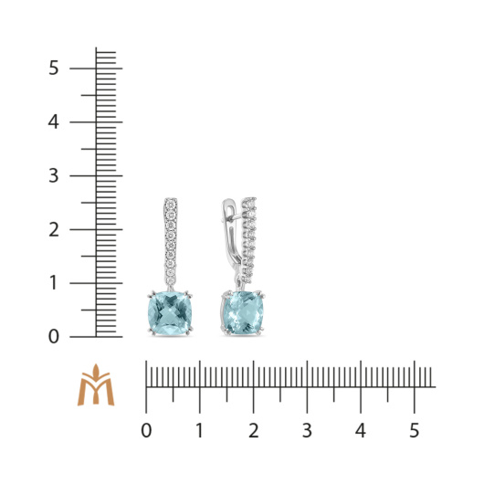 Серьги с аквамаринами и бриллиантами