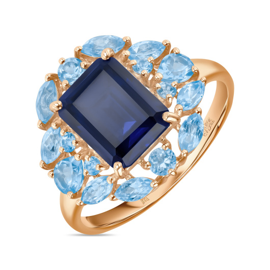 Кольцо с топазом и сапфиром