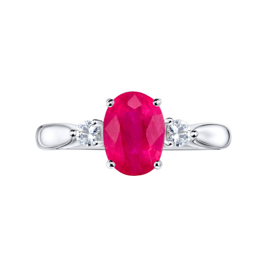 Кольцо с облагороженным рубином и цветными сапфирами