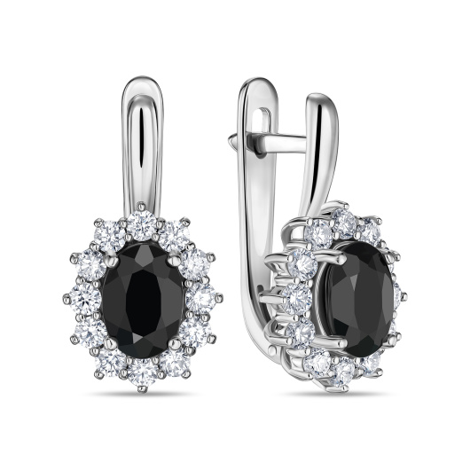 Серьги с бриллиантами и цветными сапфирами