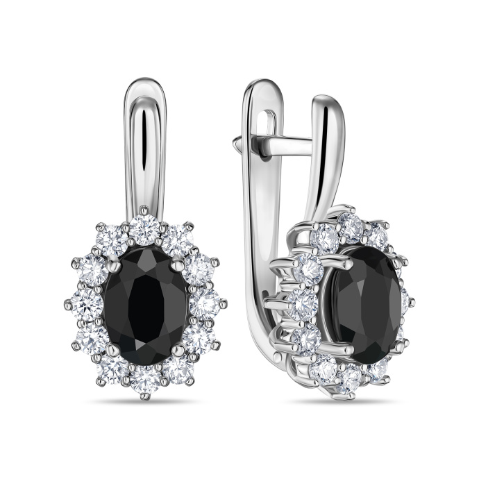 Серьги с бриллиантами и цветными сапфирами - фото 1